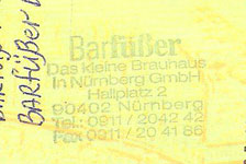 Пивной паспорт. Печать пивоварни Барфюссер. Нюрнберг, Германия.